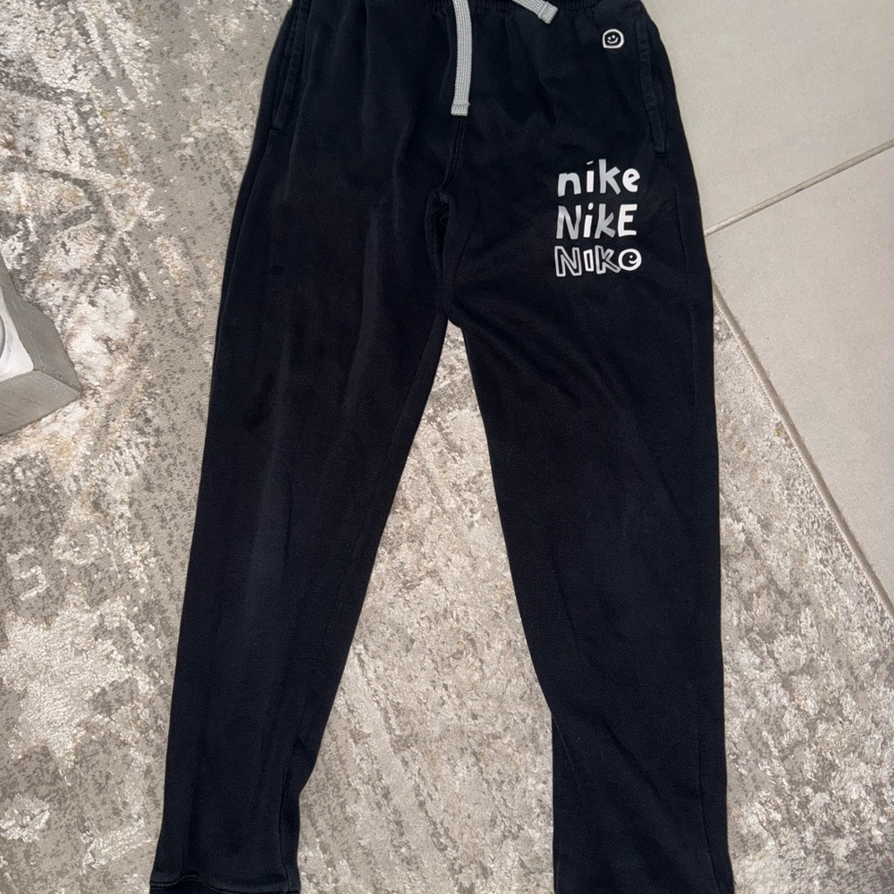 Nike Kids Black Sweatpants with White Logo